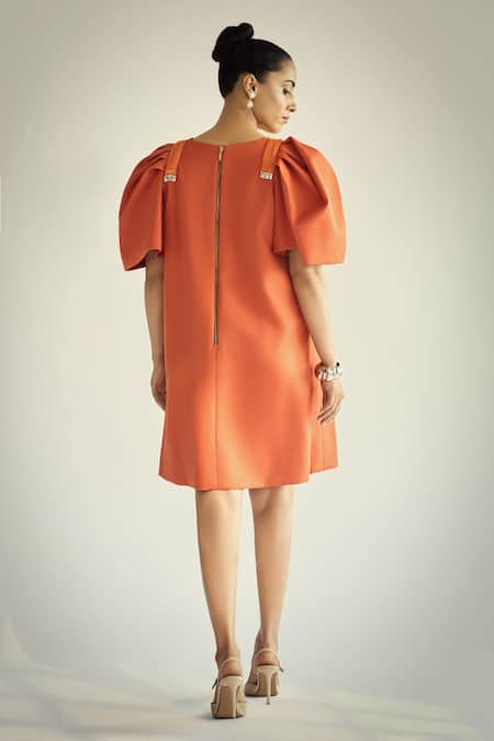 Neetiandmudita Tangerine Sleeve Dress 