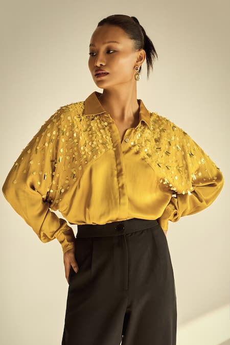 Neetiandmudita Sequin Embellished Bodice Shirt 