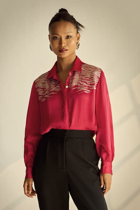 Neetiandmudita Embellished Yoke Shirt 