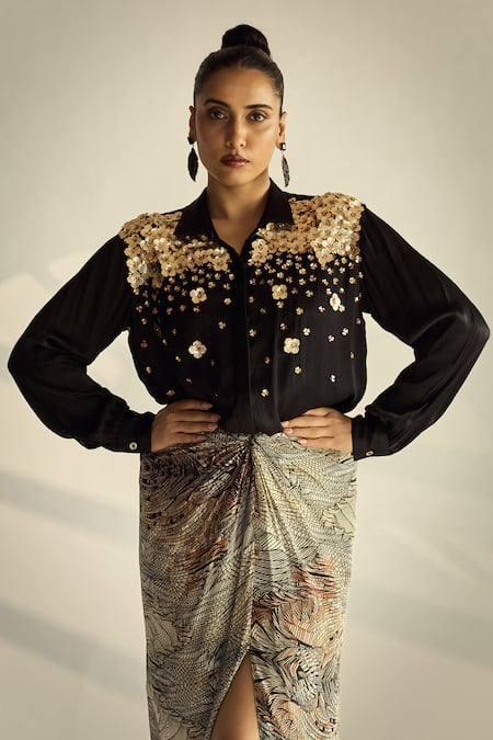 Neetiandmudita Contrast Embellished Shirt 