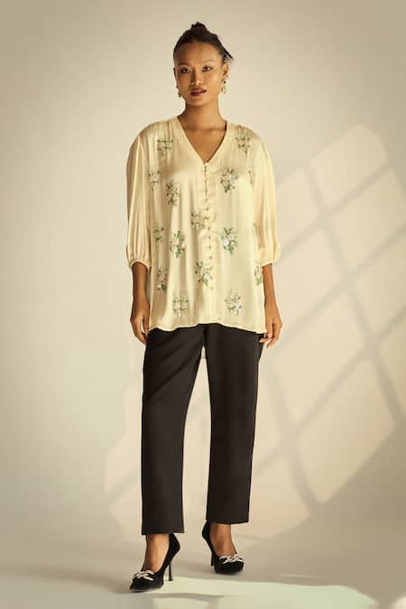 Neetiandmudita Floral Embellished Shirt 