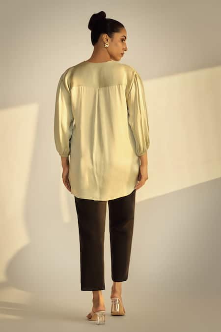 Neetiandmudita Sequin Embellished Satin Silk Shirt 