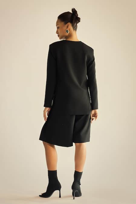 Neetiandmudita Placed Pattern Jacket & Shorts Set 