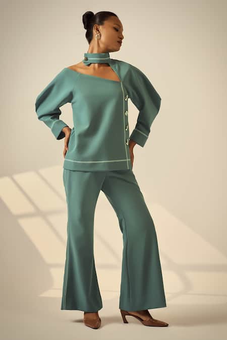 Neetiandmudita Asymmetric Top & Pant Set 
