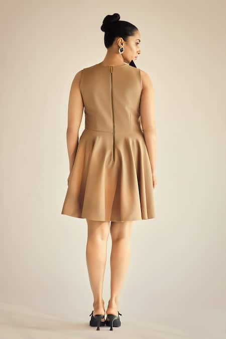 Neetiandmudita Contrast Applique Pleated Dress 