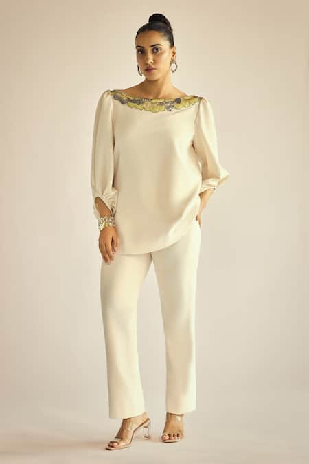 Neetiandmudita Embellished Top & Pant Set 