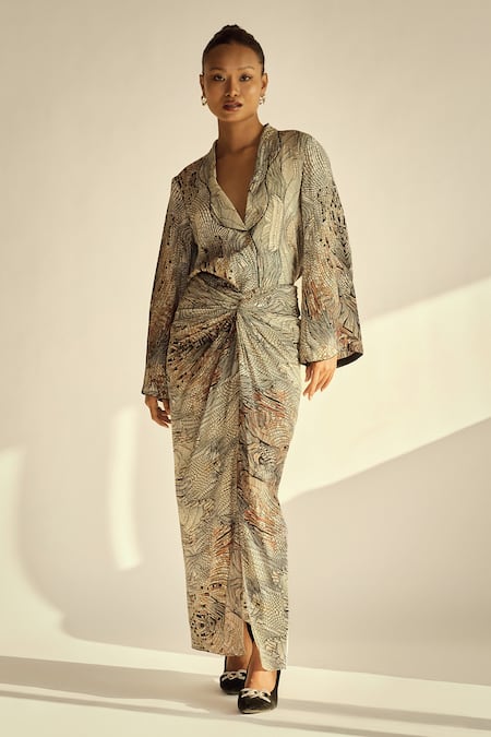 Neetiandmudita Mosaic Mist Top & Skirt Set 