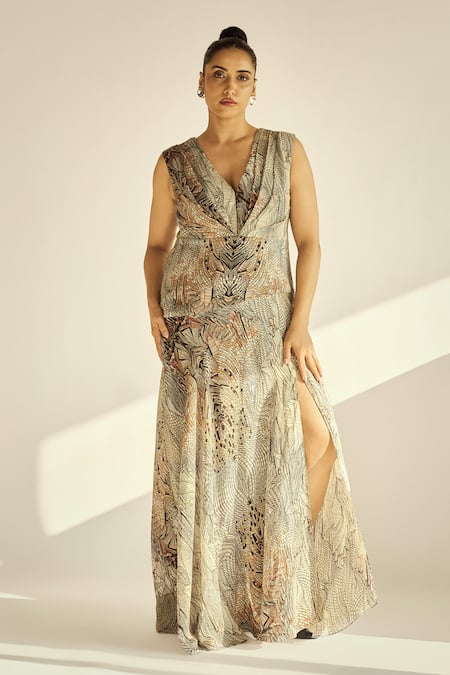 Neetiandmudita Mosaic Mist Print Dress 