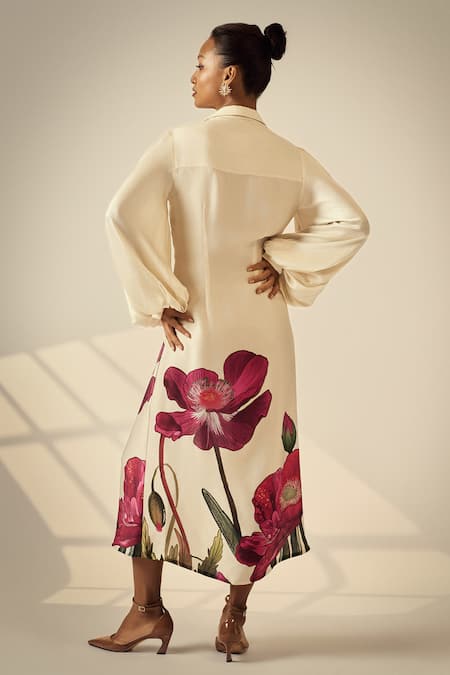 Neetiandmudita Marble Bloom Midi Dress 