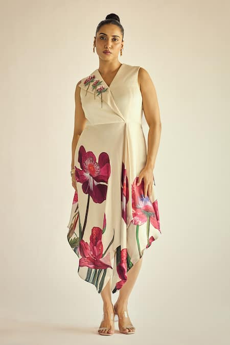 Neetiandmudita Marble Bloom Print Dress 