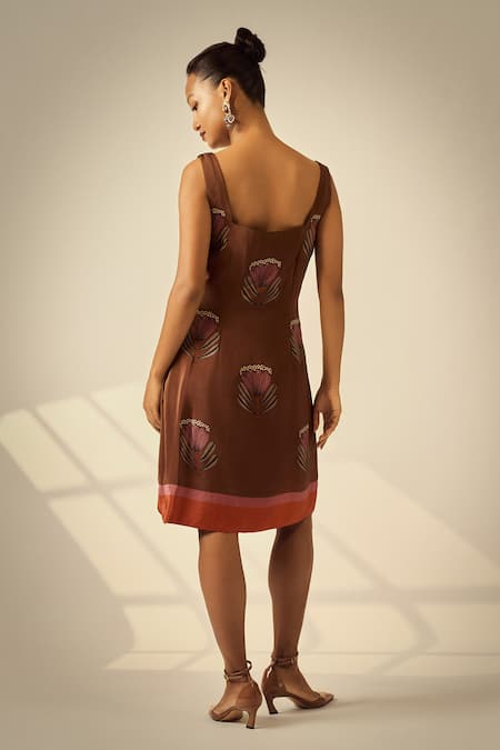 Neetiandmudita Mocha Petal Dress 