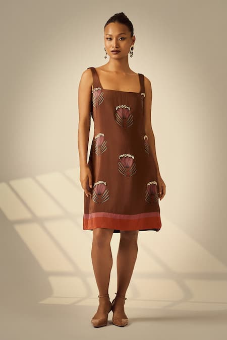 Neetiandmudita Mocha Petal Dress 