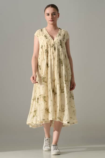 Samant Chauhan Cream Botanical Print Dress 