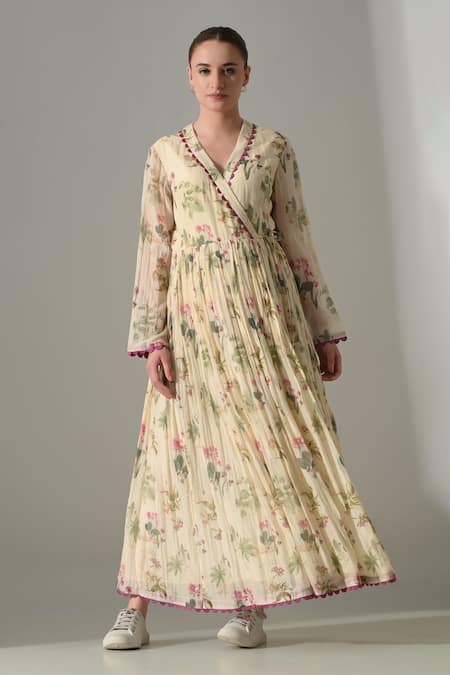 Samant Chauhan Floral Print Wrap Dress 