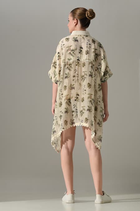 Samant Chauhan Botanical Print Asymmetric High Low Tunic 