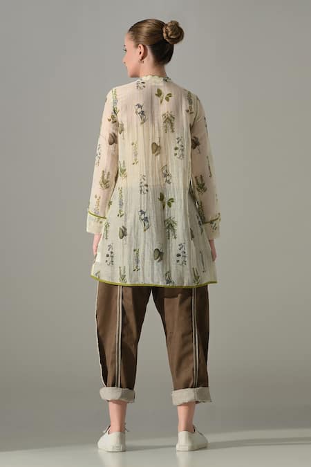 Samant Chauhan Printed Cotton Silk Kurta & Trouser Set 