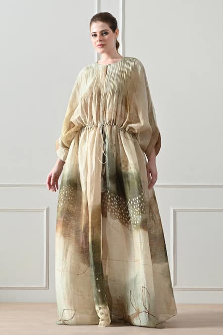 Samant Chauhan Pintuck Gathered Maxi Dress 