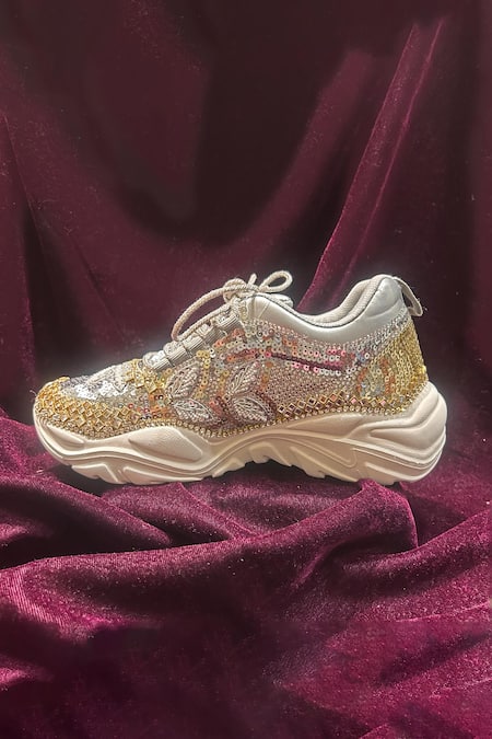 Chal Jooti Crystal Garden Embroidered Sneakers 
