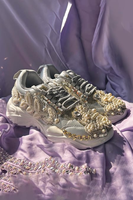 Chal Jooti Crown Of Pearl Embellished Sneakers 