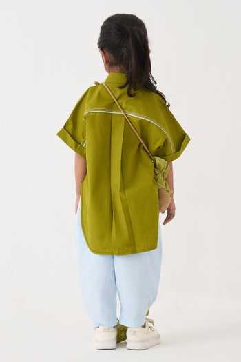 Three Floral Embroidered Shirt & Pant Set 