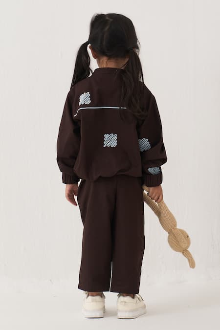 Three Embroidered Cotton Poplin Jacket & Pant Set 