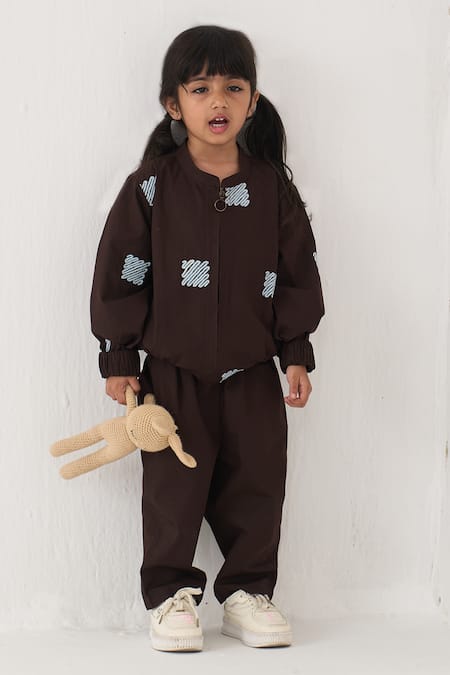 Three Embroidered Cotton Poplin Jacket & Pant Set 