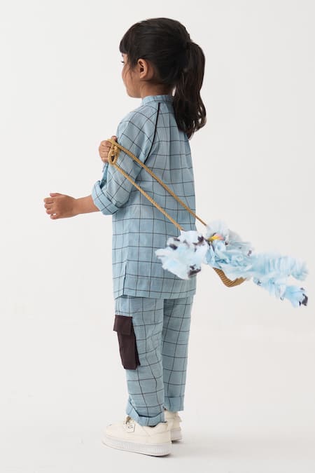 Three Chequered Top & Pant Set 