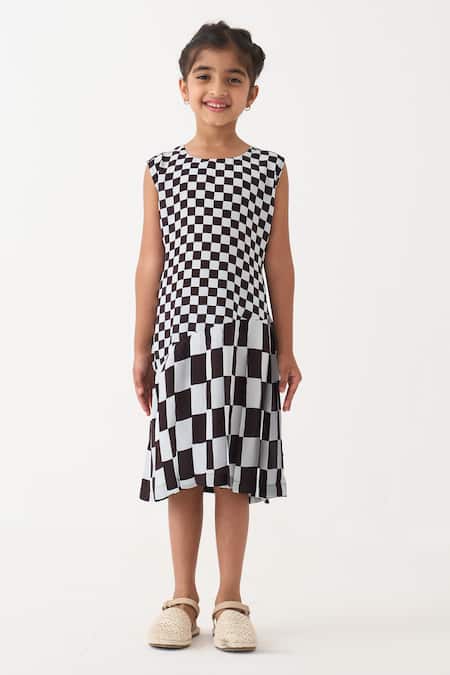 Three Asymmetrical Chequered Dress