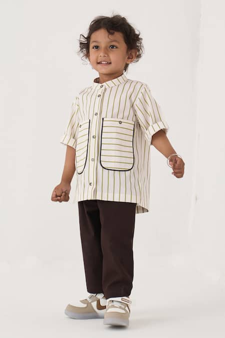 Three Stripe Pattern Shirt & Pant Set 