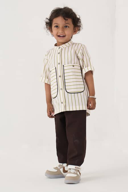 Three Stripe Pattern Shirt & Pant Set 