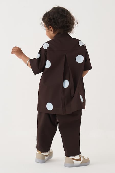 Three Polka Dot Pattern Shirt & Pant Set 