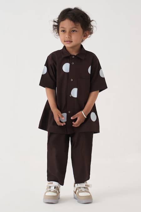 Three Polka Dot Pattern Shirt & Pant Set 