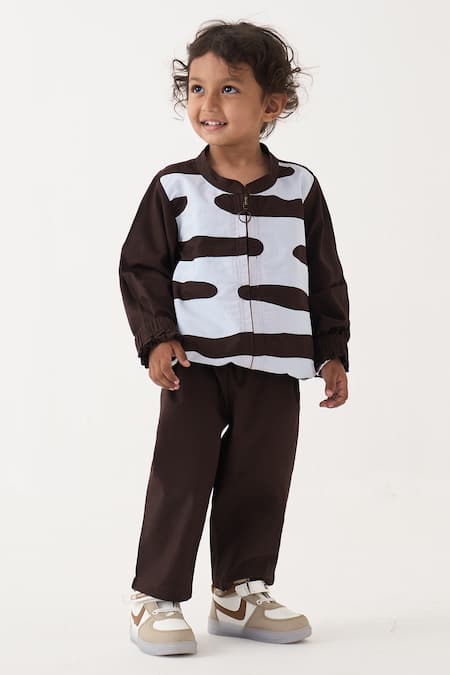 Three Abstract Pattern Bomber Jacket & Pant Set 