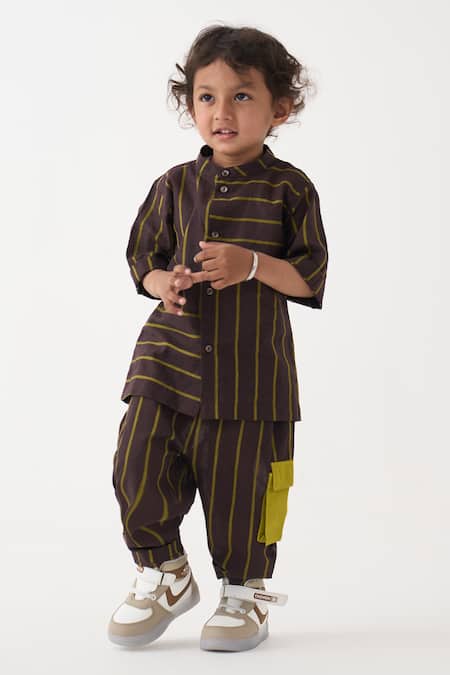 Three Stripe Pattern Shirt & Pant Set 