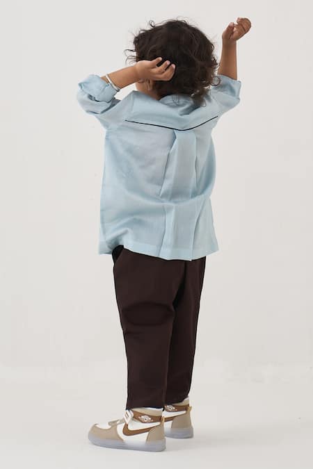 Three Abstract Pattern Chanderi Shirt & Pant Set 