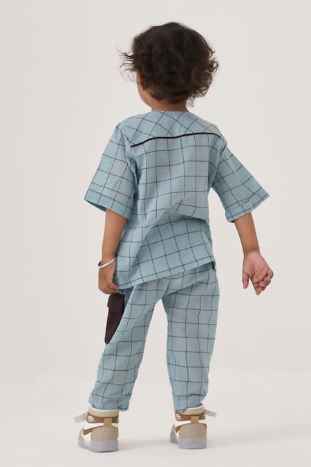 Three Chequered Pattern Shirt & Pant Set 