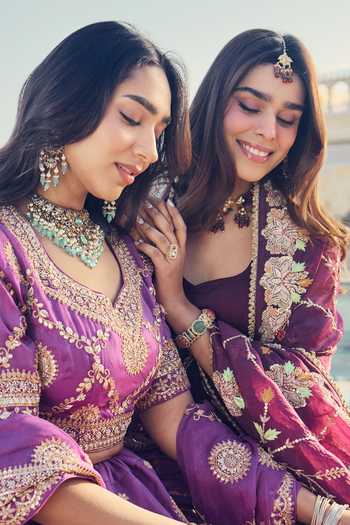 Amaara Jewels_Green Stones, Chandrika Polki Brass Maang Tikka _Online_at_Aza_Fashions