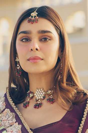 Amaara Jewels Chandrika Polki Brass Maang Tikka 