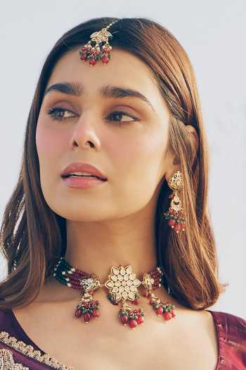 Amaara Jewels Chandrika Polki Brass Maang Tikka 
