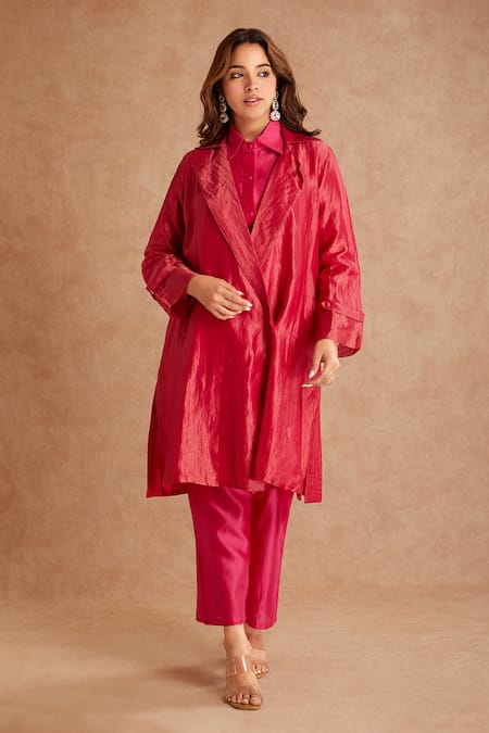 Priya Chaudhary Chanderi Kurta Set With Jacket 