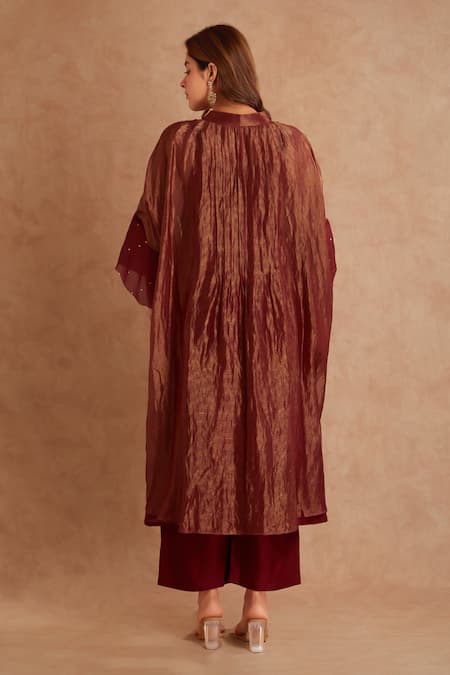 Priya Chaudhary Tissue Overlay Jacket Tunic Set 