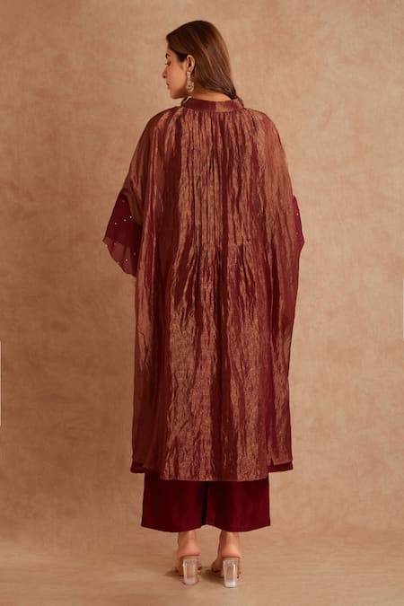 Priya Chaudhary Tissue Overlay Jacket & Chanderi Tunic Set 