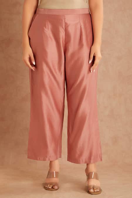 Priya Chaudhary_Pink Chanderi Kurta And Pant Set _Online_at_Aza_Fashions