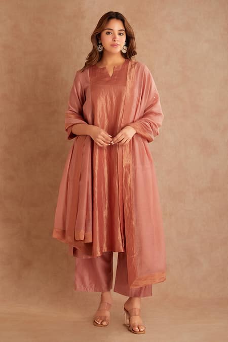 Priya Chaudhary Chanderi Straight Kurta Set 