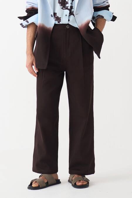 Three_Blue Denim, Crepe Dip-dye Blazer Pant Set _at_Aza_Fashions