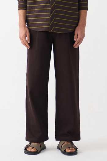 Three_Brown Cotton, Denim Striped Handwoven Shirt And Pant Set _Online_at_Aza_Fashions