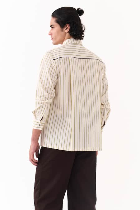 Three Double Patch Pocket Striped Shirt 