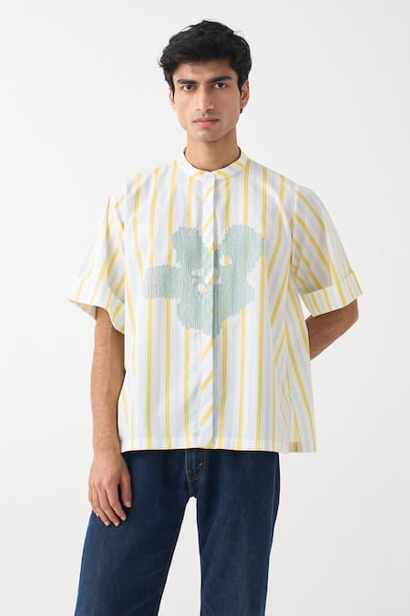 Three Striped Cotton Poplin Shirt 