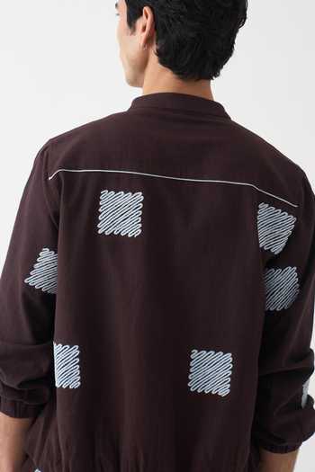 Three_Brown Cotton Embroidery Square Handwoven Jacket _at_Aza_Fashions