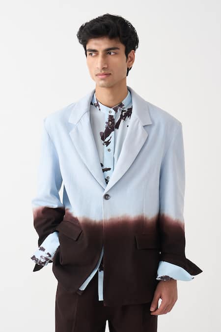 Three Dip-Dye Denim Blazer 